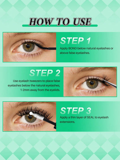 Lash Bond And Seal Waterproof 10ML Bond And Seal Lash Glue Long Lasting Lash Cluster Glue Black Eyelash Bond And Clear Seal DIY Lash Bond And Seal For Beginner