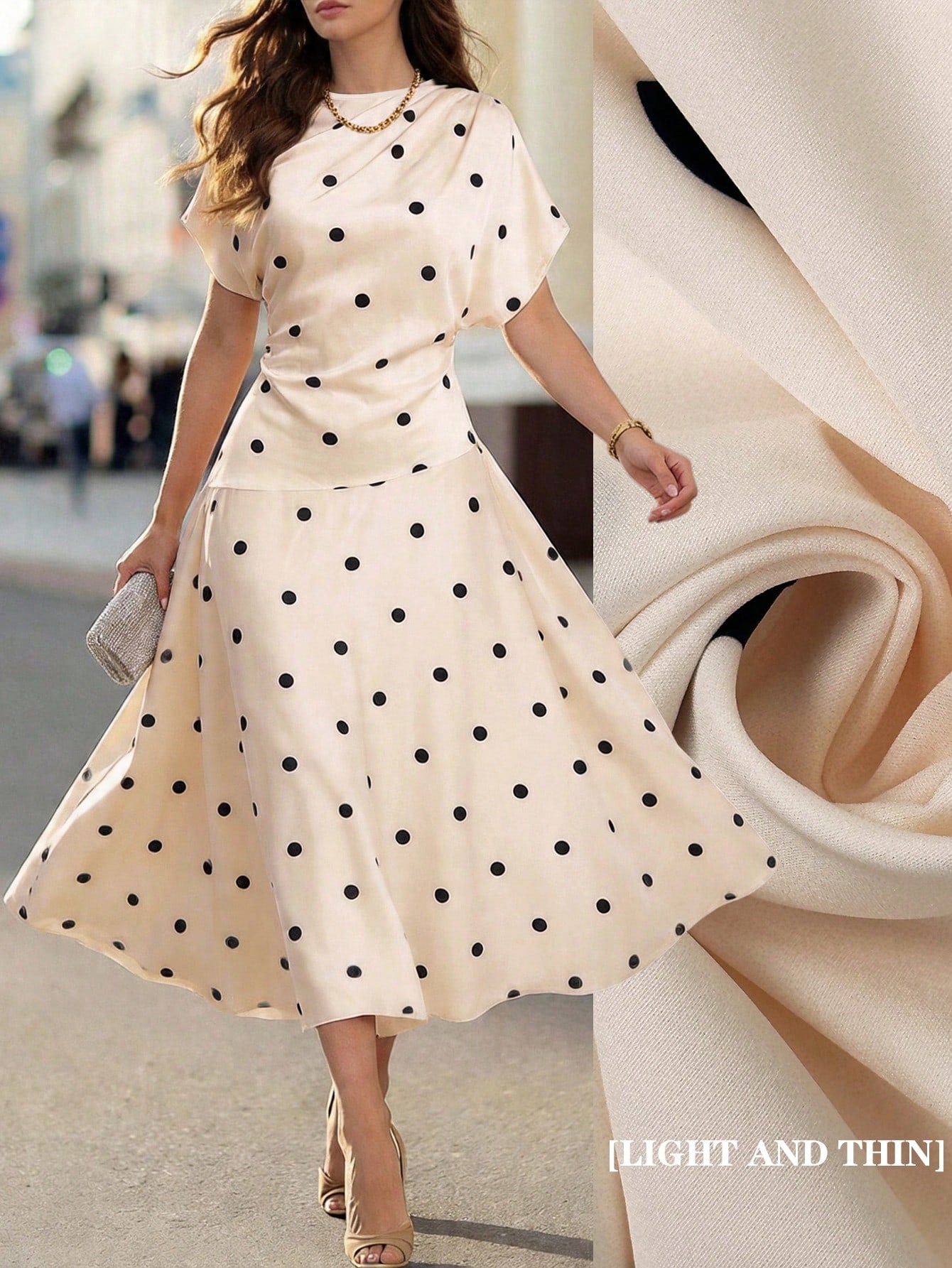 Latest Spring & Summer Fashion Multi-Color Polka Dot Elegant Commuting Casual Dress, Suitable For Festival, Beach, Country Outfits
