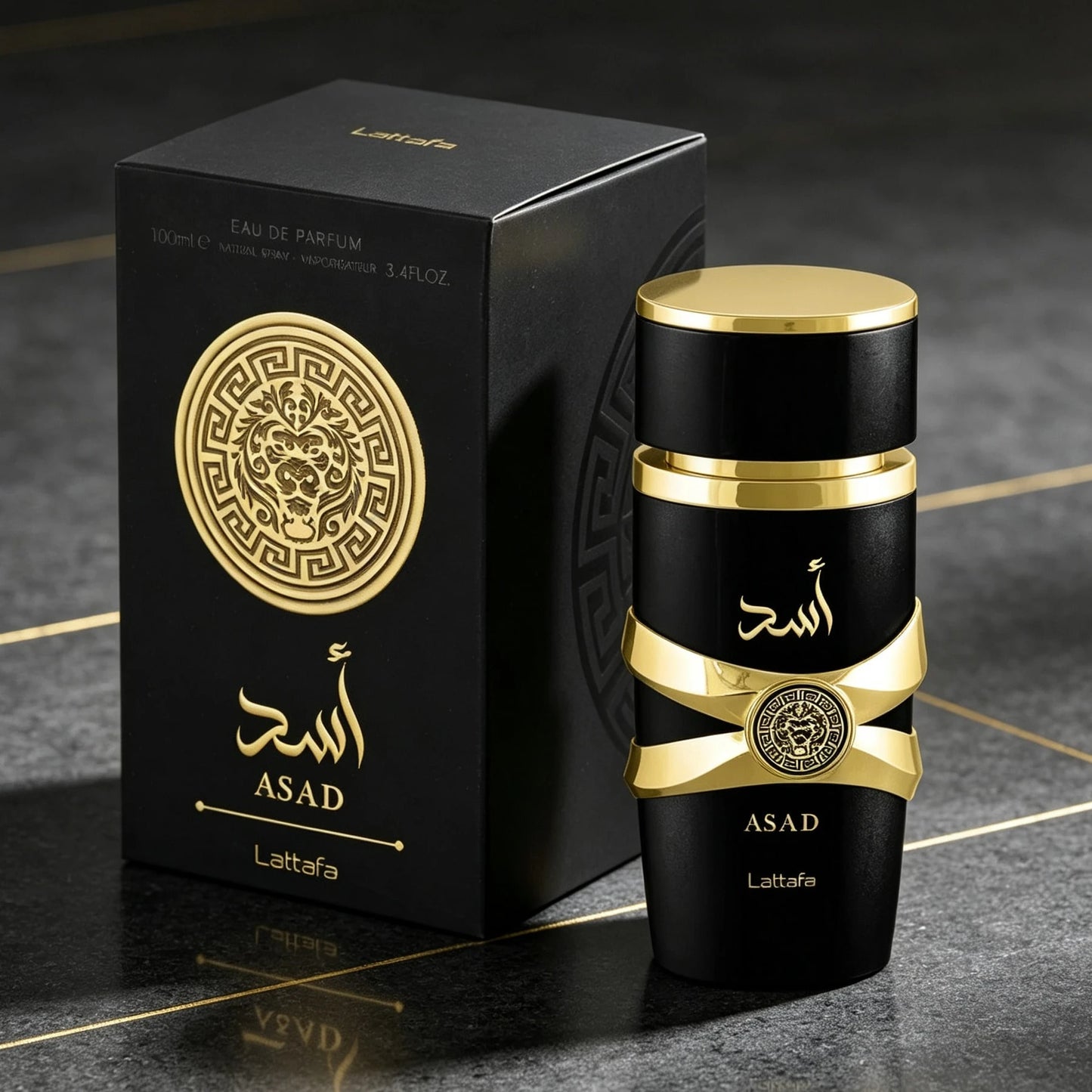 Lattafa Asad Men's Perfume 3.4oz/100ml| Eau De Parfum Cologne| Premium Arabian Fragrance| Warm Spicy Woody Cedarwood Scent For Guys