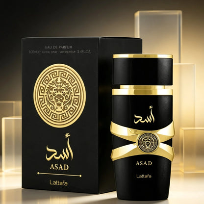 Lattafa Asad Men's Perfume 3.4oz/100ml| Eau De Parfum Cologne| Premium Arabian Fragrance| Warm Spicy Woody Cedarwood Scent For Guys