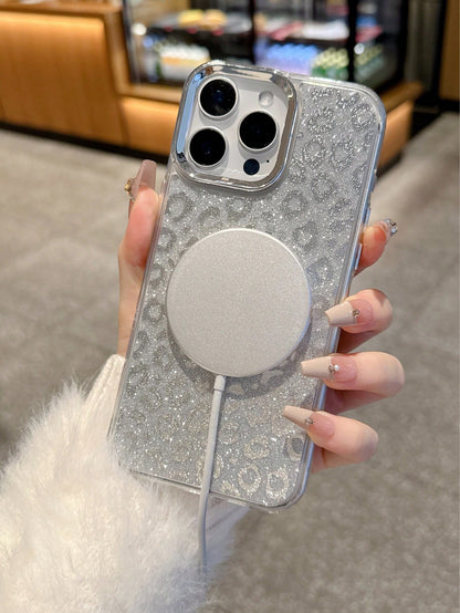 Leather Luxury Leopard Print Luxury Leopard Print Leather Fashion Phone Shockproof Case Compatible With Iphone16pro Max/11/17/17pro/17pro Max/14pro/14promax/15/ 16/15 Pro Max/14/13/12 Magnetic Electro