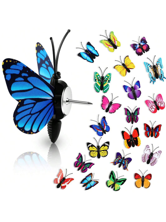 LELUSH 10Packs Butterfly Thumb Tacks Decorative Push Pins Butterfly Push Pins Colorful Cute Pushpins For Photo Wall Cork Board Bulletin Board Home Wall Random Pattern Decorations