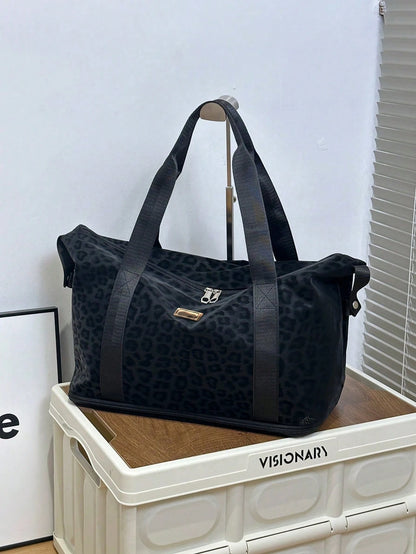 Leopard Print Waterproof Travel Bag, Foldable Tote Bag, Large Capacity Gym Bag, Suitable For Carry-On, Shopping, Yoga, Swimming Luggage Bag Duffle Bag Cabin Bag Weekend Bag Lightweight Durable For Out
