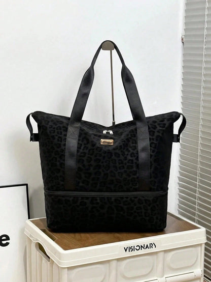 Leopard Print Waterproof Travel Bag, Foldable Tote Bag, Large Capacity Gym Bag, Suitable For Carry-On, Shopping, Yoga, Swimming Luggage Bag Duffle Bag Cabin Bag Weekend Bag Lightweight Durable For Out