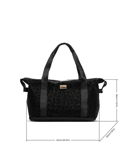 Leopard Print Waterproof Travel Bag, Foldable Tote Bag, Large Capacity Gym Bag, Suitable For Carry-On, Shopping, Yoga, Swimming Luggage Bag Duffle Bag Cabin Bag Weekend Bag Lightweight Durable For Out