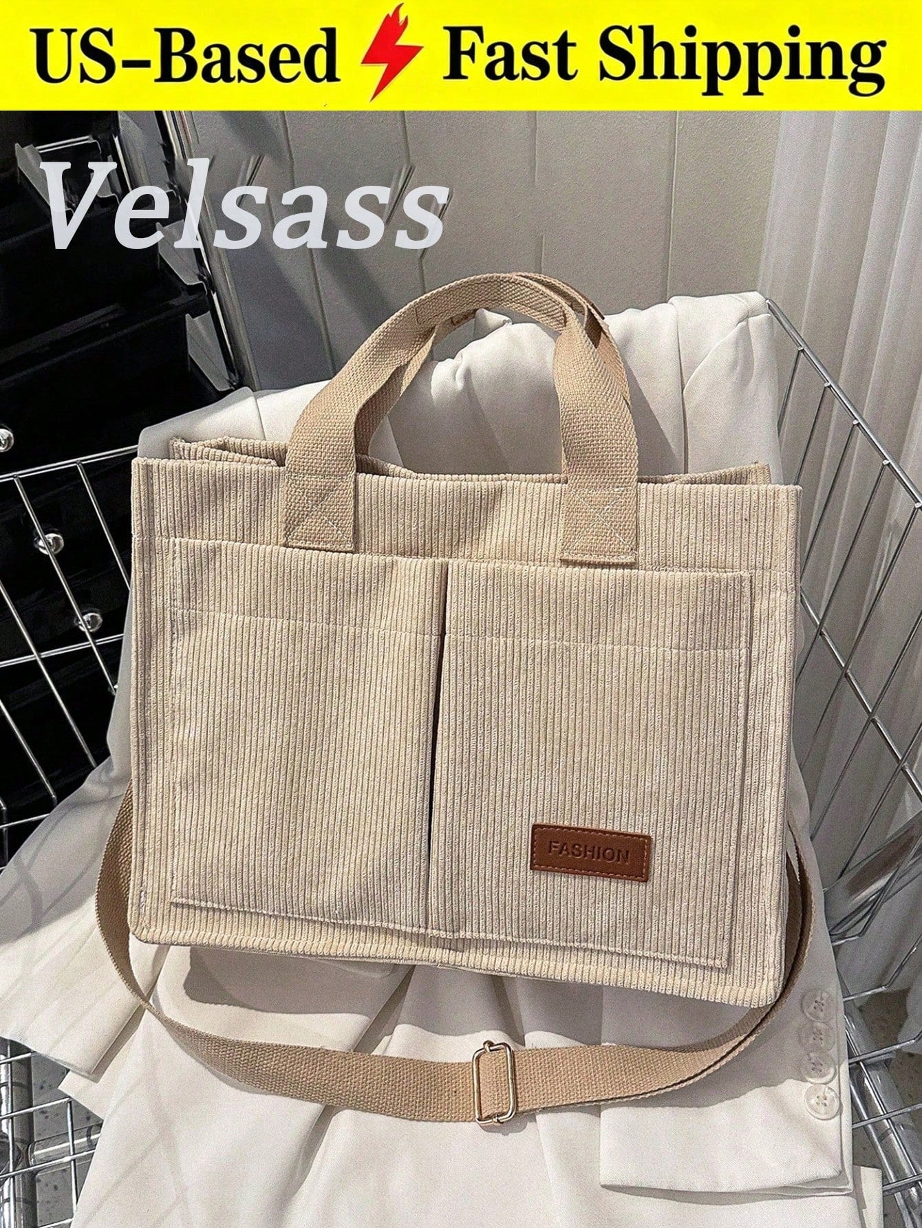 Letter Patch Decor Large Capacity Shoulder Tote Bag, Stylish Linen PVC Crossbody Bag With Multiple Compartments, Portable School Work Bag For Teen Gir