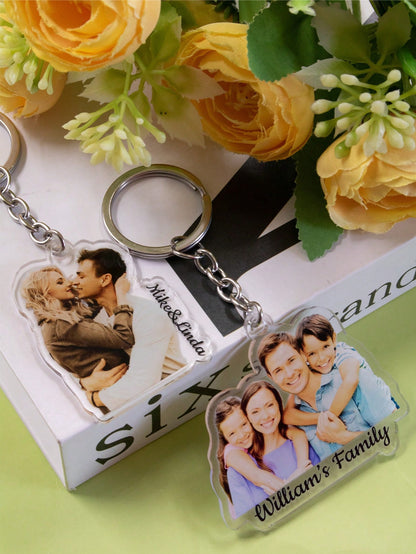 LICVIC Custom Photo Keychain, Personalized Acrylic Key Chain, Customized Bag Charm, Customizable Picture Keychain, Birthday, Anniversary, Valentine's Day, Drive Keychain