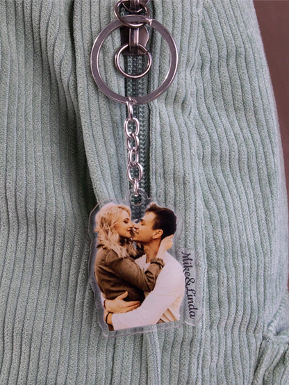 LICVIC Custom Photo Keychain, Personalized Acrylic Key Chain, Customized Bag Charm, Customizable Picture Keychain, Birthday, Anniversary, Valentine's Day, Drive Keychain