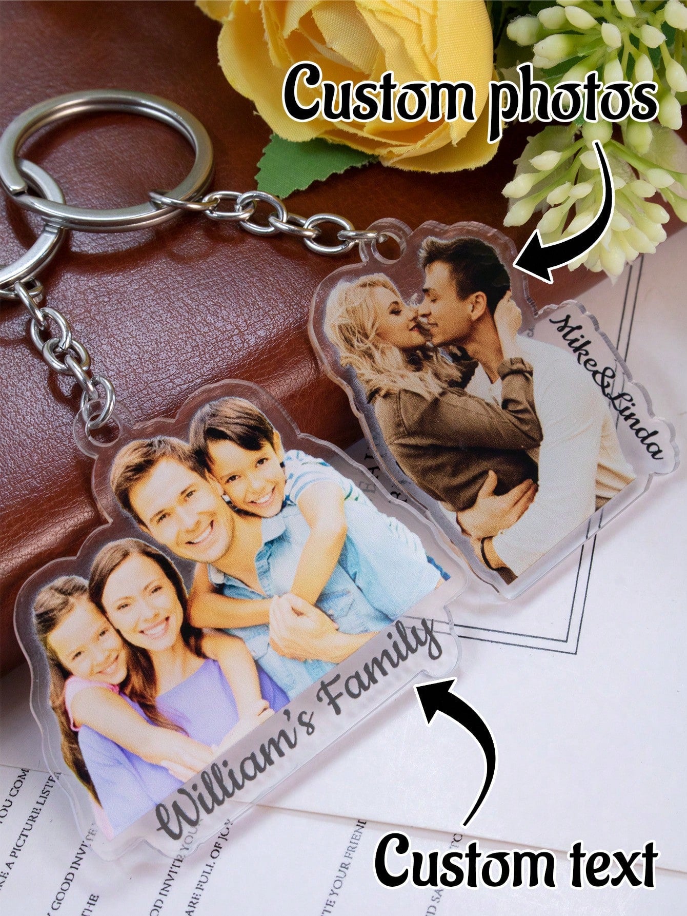 LICVIC Custom Photo Keychain, Personalized Acrylic Key Chain, Customized Bag Charm, Customizable Picture Keychain, Birthday, Anniversary, Valentine's Day, Drive Keychain