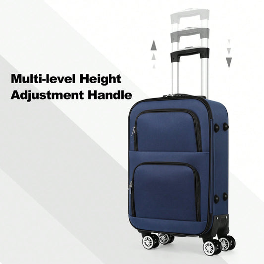 Lightweight 20" Softshell Carry-On Suitcase, Spinner Wheel Travel Luggage In 5 Colors (Purple/Blue/Red/Black/Brown), Perfect For Air Travel