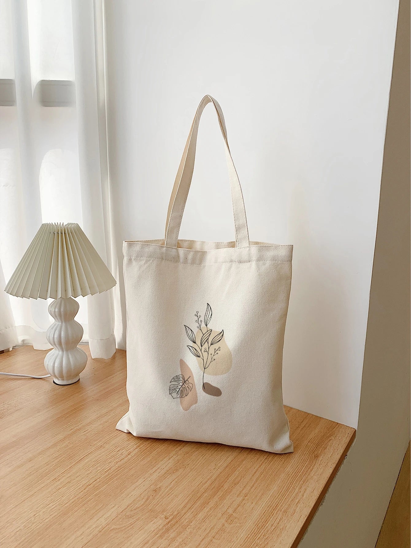 Lightweight, Business Casual Plants Graphic Flower Floral Canvas Bag, Shopping Bag Large Capacity Tote Bag, Shoulder Bag For Teen Girls Women College Students, Rookies & White-Collar Workers For Offic