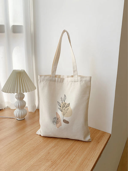 Lightweight, Business Casual Plants Graphic Flower Floral Canvas Bag, Shopping Bag Large Capacity Tote Bag, Shoulder Bag For Teen Girls Women College Students, Rookies & White-Collar Workers For Offic