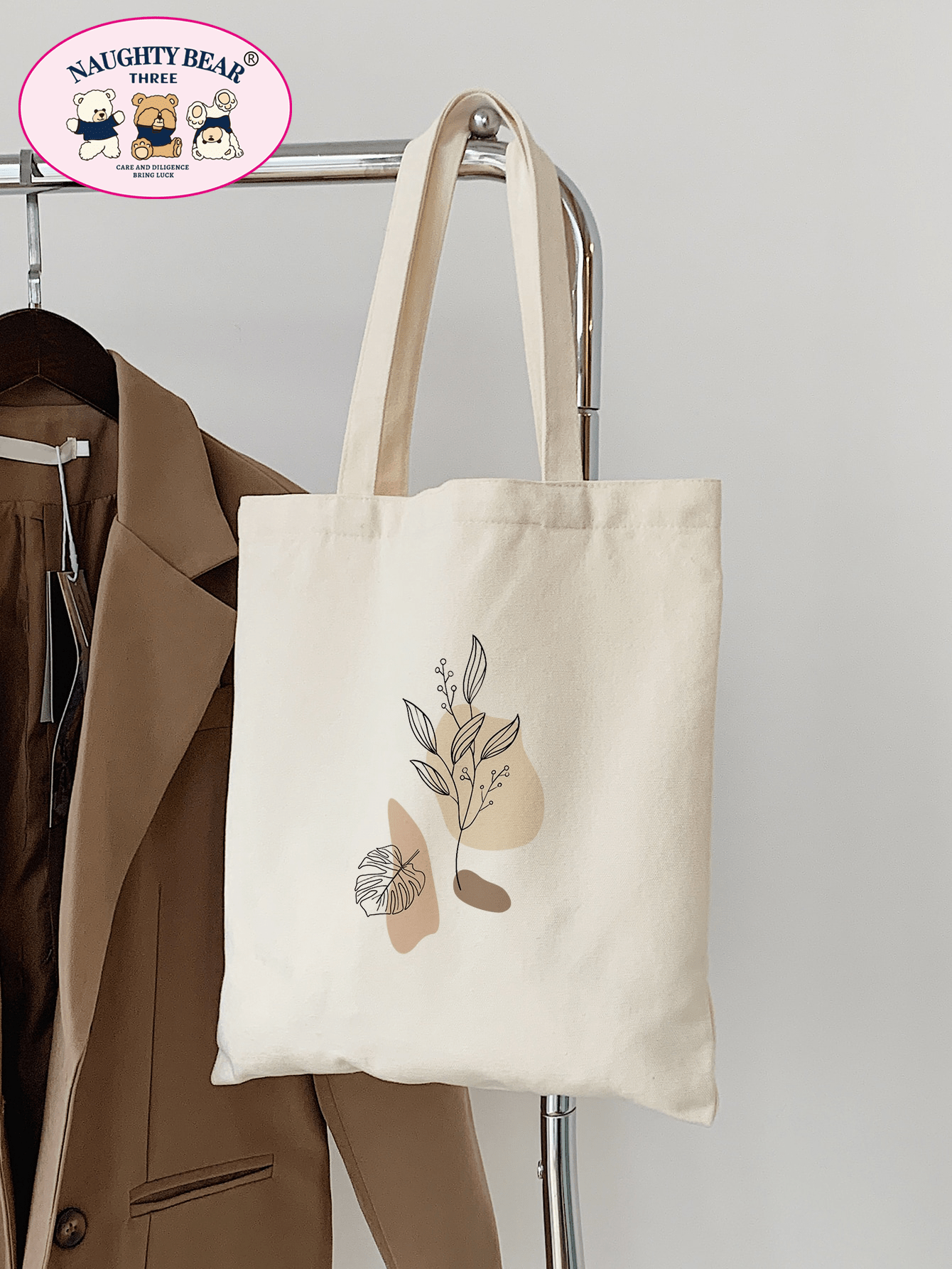 Lightweight, Business Casual Plants Graphic Flower Floral Canvas Bag, Shopping Bag Large Capacity Tote Bag, Shoulder Bag For Teen Girls Women College Students, Rookies & White-Collar Workers For Offic