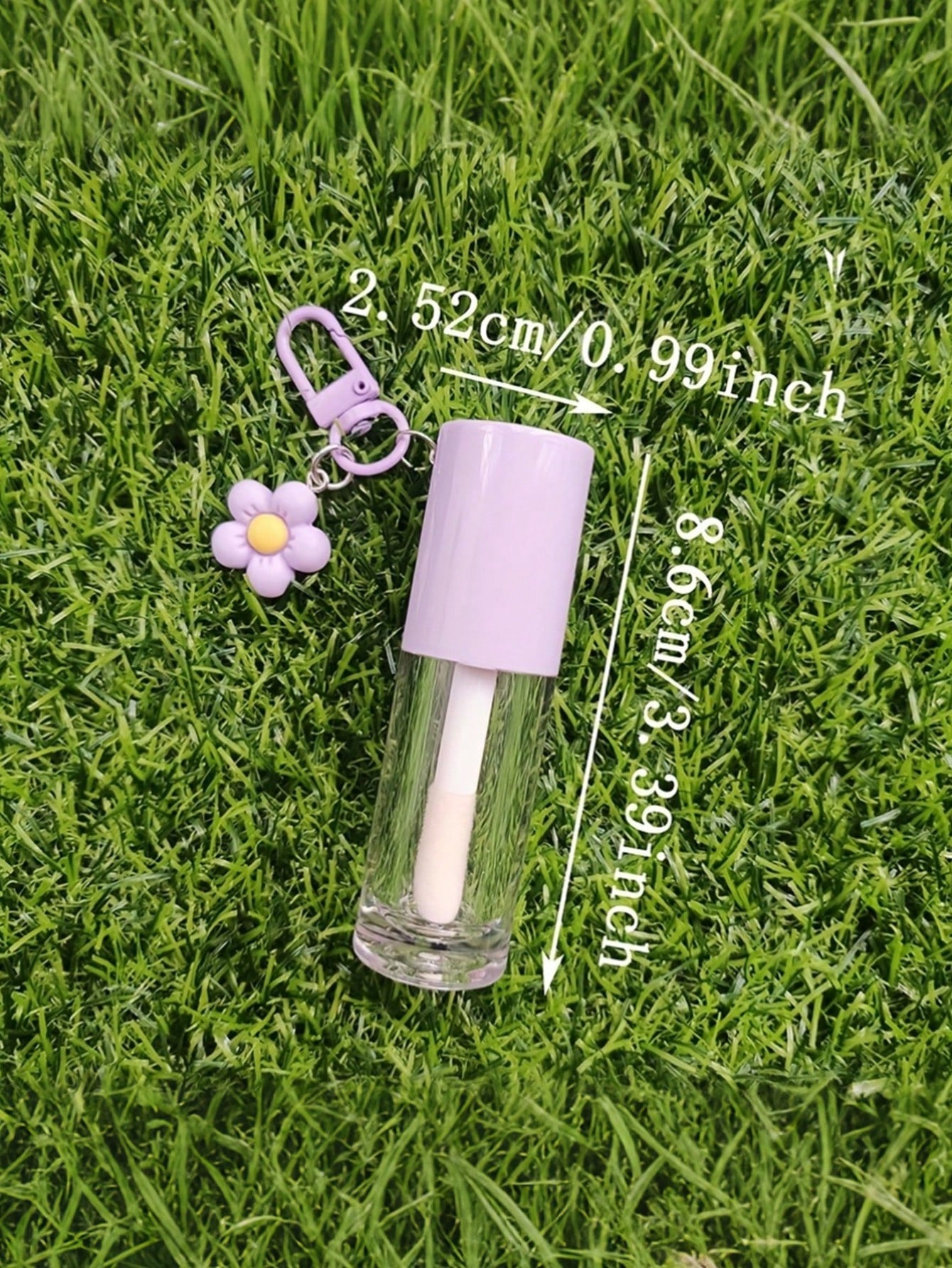 Lipstick Keychain, Printed Keychain Lipstick Keychain Bag Charm Travel Accessory, Bag Charm, Travel Accessory, Cute Pink White Purple Empty Pink Lipstick Tube With Keychain Flower Pendant Round Lipsti