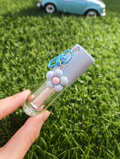 Lipstick Keychain, Printed Keychain Lipstick Keychain Bag Charm Travel Accessory, Bag Charm, Travel Accessory, Cute Pink White Purple Empty Pink Lipstick Tube With Keychain Flower Pendant Round Lipsti