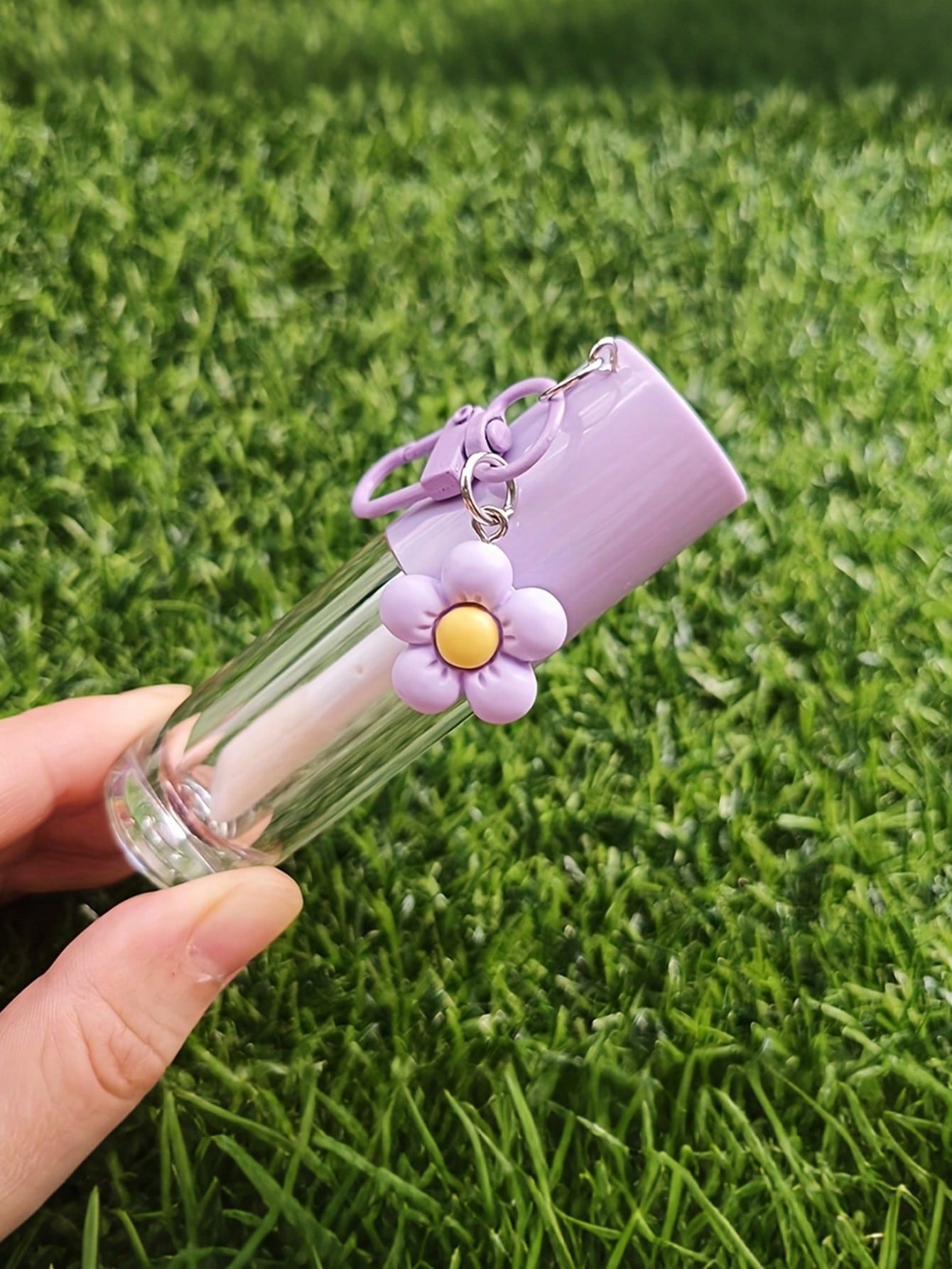Lipstick Keychain, Printed Keychain Lipstick Keychain Bag Charm Travel Accessory, Bag Charm, Travel Accessory, Cute Pink White Purple Empty Pink Lipstick Tube With Keychain Flower Pendant Round Lipsti