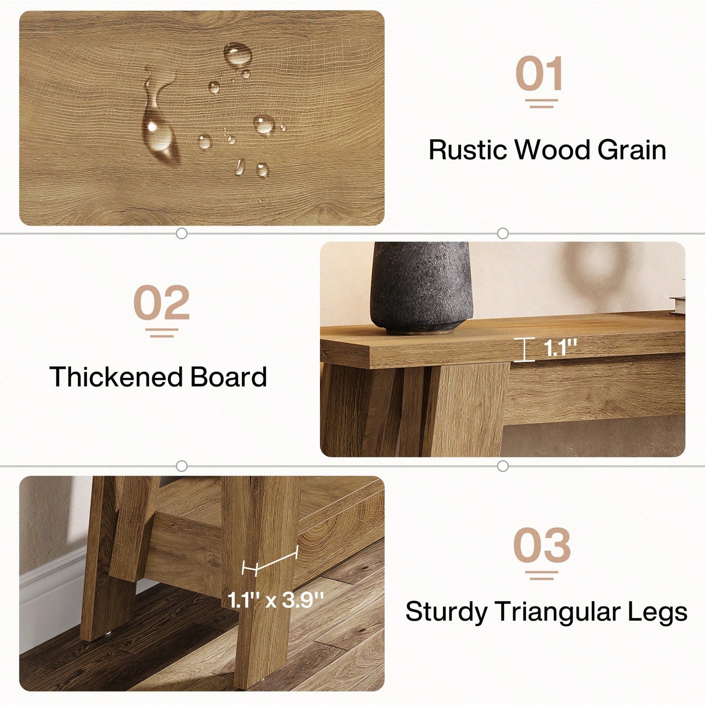 LITTLE TREE 2-Tier Farmhouse Console Table With Storage, 41.3" Wooden Entryway Table, Rustic Narrow Behind Couch For Living Room, Hallway, Foyer,Natural