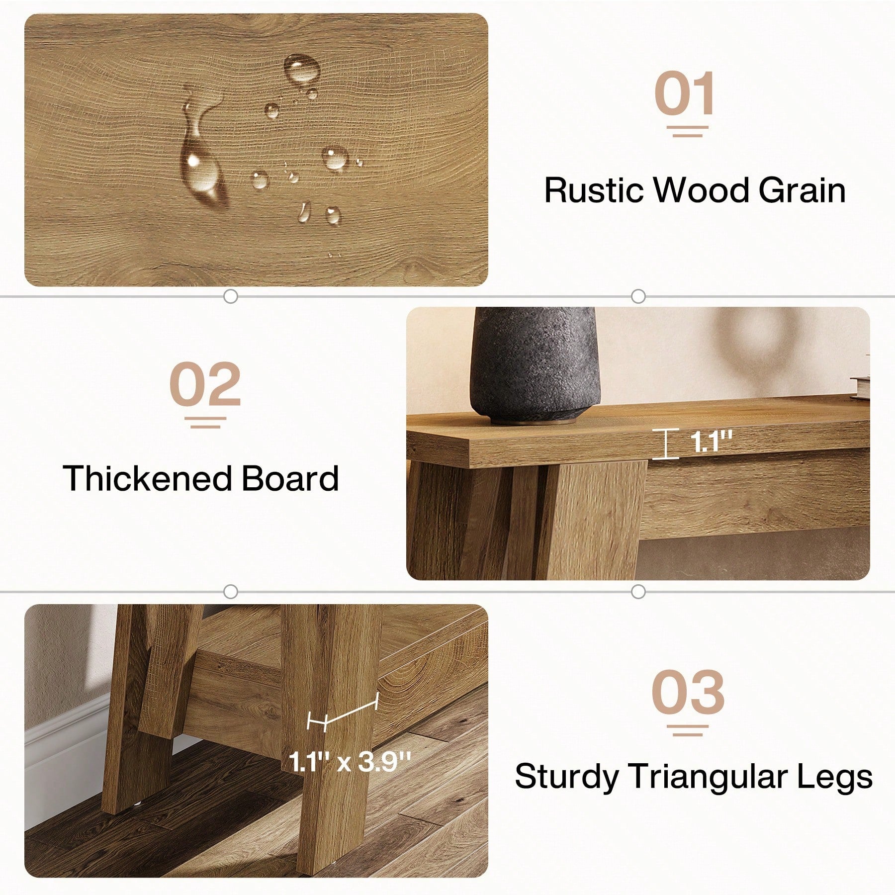 LITTLE TREE 2-Tier Farmhouse Console Table With Storage, 41.3" Wooden Entryway Table, Rustic Narrow Behind Couch For Living Room, Hallway, Foyer,Natural