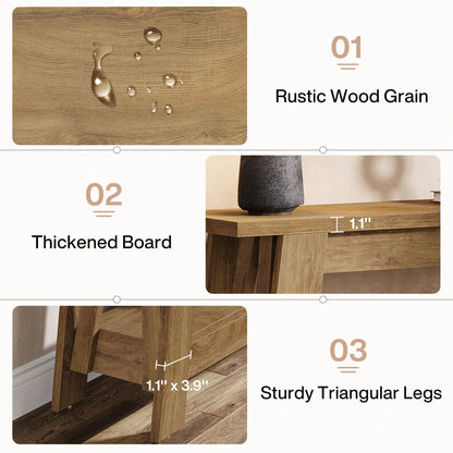LITTLE TREE 2-Tier Farmhouse Console Table With Storage, 41.3" Wooden Entryway Table, Rustic Narrow Behind Couch For Living Room, Hallway, Foyer,Natural