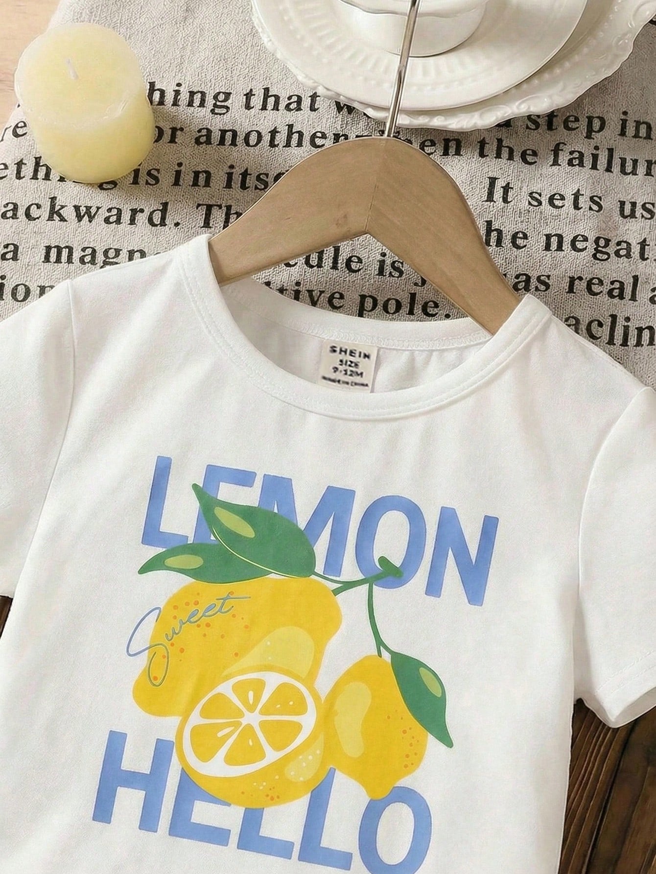 LMoss Kids 2pcs/Set Baby Girl Casual Cute Comfortable Solid Color Round Neck T-Shirt And Plaid Shorts Set Vacation White Blue Summer