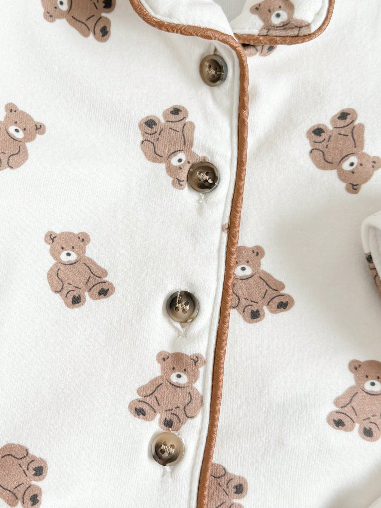 Loomiva Newborn Baby Girl Boy Cute Cartoon Bear Pattern Cardigan Shirt & Pants 2 Pieces Set,Brown And White Polka Dot,Autumn,Lounge Teddy Bear Pajama Pj Set