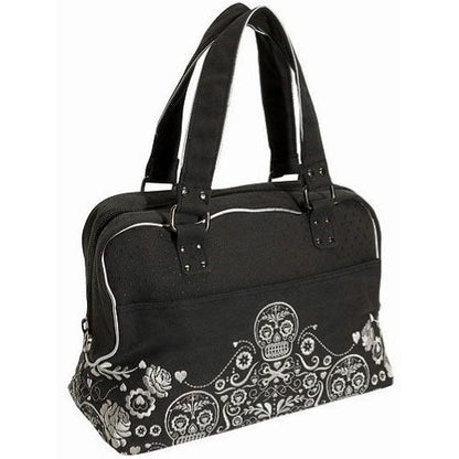 Loungefly - Denim Cotton Canvas Floral Sugar Skull Duffle Handbag