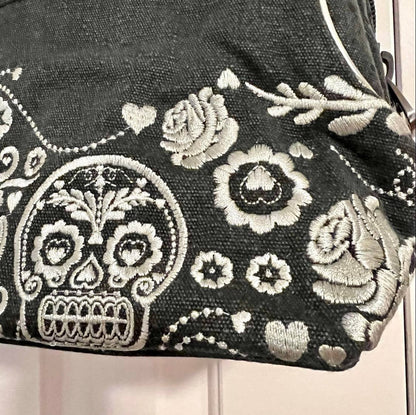 Loungefly - Denim Cotton Canvas Floral Sugar Skull Duffle Handbag
