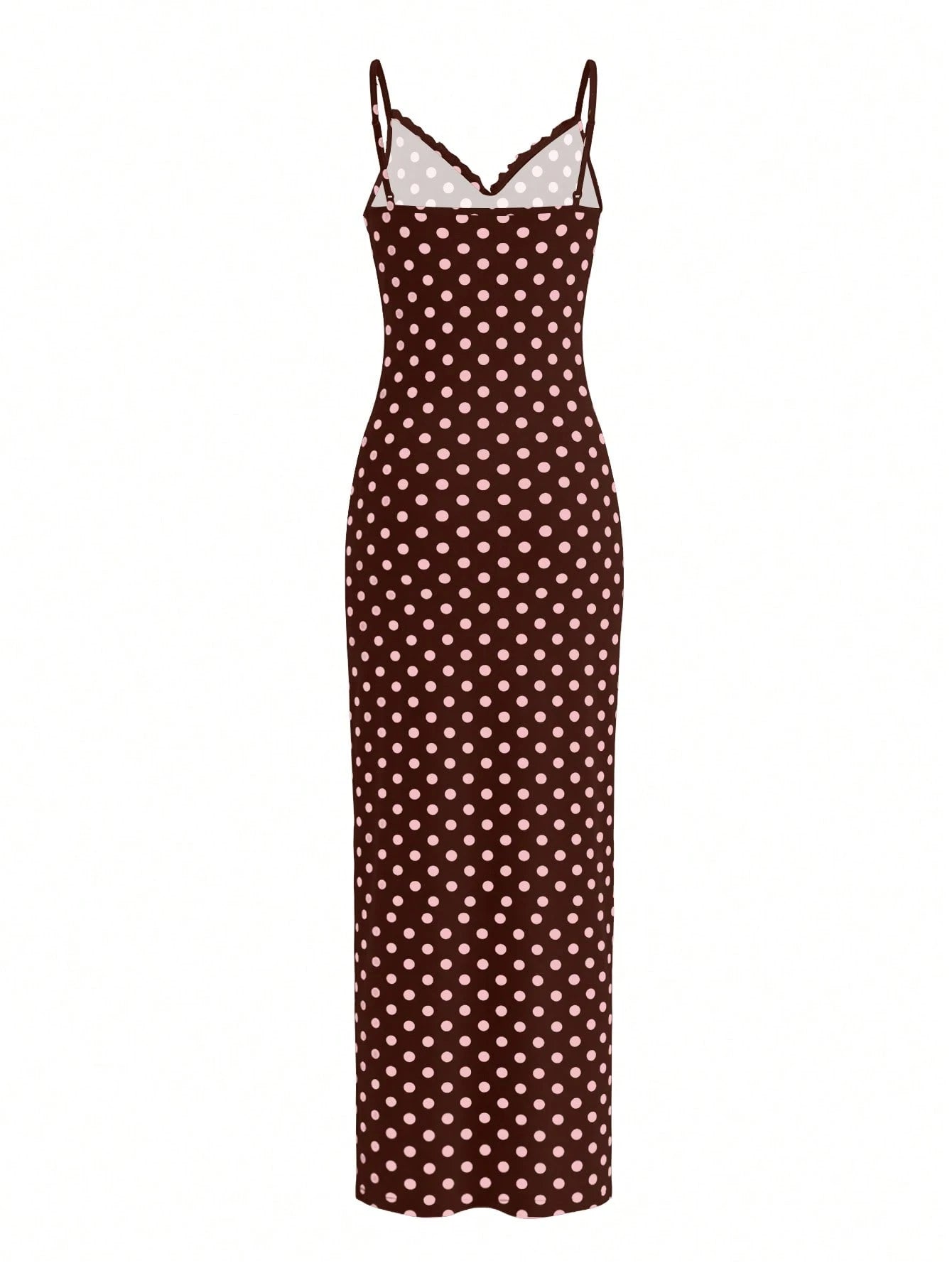 LovelyWholesale Women's Sexy Lace Trim V-Neck Adjustable Strap Fitted Long Summer Dress Elegant