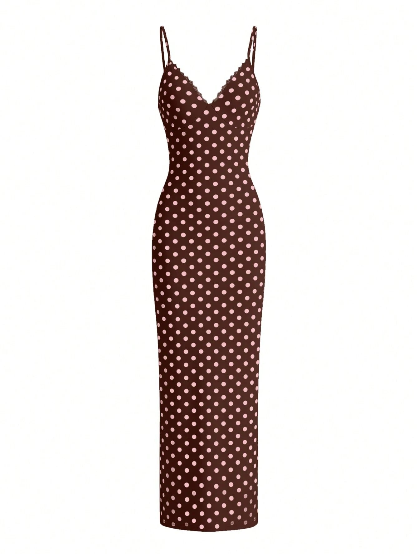 LovelyWholesale Women's Sexy Lace Trim V-Neck Adjustable Strap Fitted Long Summer Dress Elegant