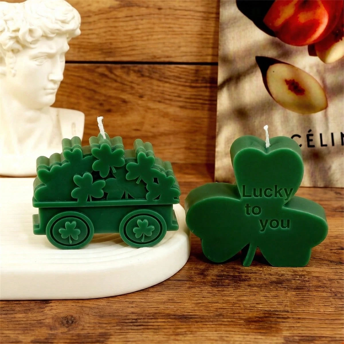 Lucky Shamrock Silicone Candle Mold 3D Lucky House & Shamrock Shapes Scented Candle Mold, For Candle Making, Soap, Resin Crafts, Party Decor DIY Gifts