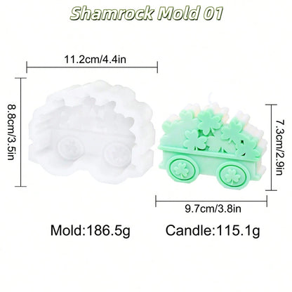 Lucky Shamrock Silicone Candle Mold 3D Lucky House & Shamrock Shapes Scented Candle Mold, For Candle Making, Soap, Resin Crafts, Party Decor DIY Gifts
