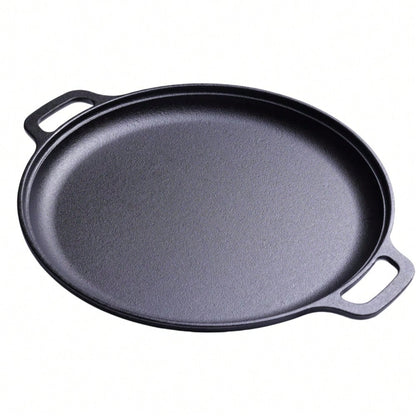 LugoBox 1pc Cast Iron Grill Pan, Pre-Seasoned 11.02 Inch Skillet With Dual Large Loop Handles, Kitchen Gadgets For Pizza Lovers Kitchen Accessories Kitchen Accessories