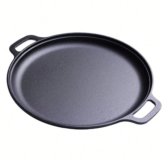 LugoBox 1pc Cast Iron Grill Pan, Pre-Seasoned 11.02 Inch Skillet With Dual Large Loop Handles, Kitchen Gadgets For Pizza Lovers Kitchen Accessories Kitchen Accessories