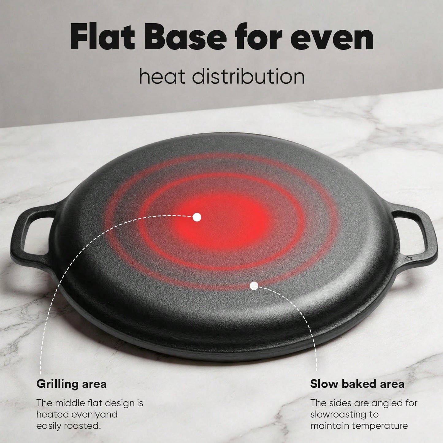 LugoBox 1pc Cast Iron Grill Pan, Pre-Seasoned 11.02 Inch Skillet With Dual Large Loop Handles, Kitchen Gadgets For Pizza Lovers Kitchen Accessories Kitchen Accessories