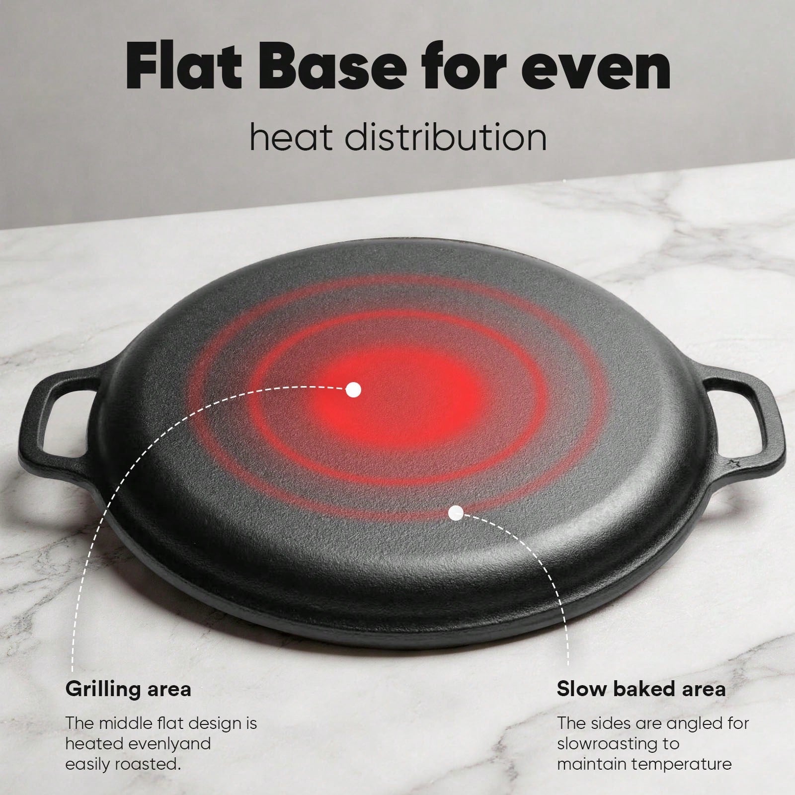 LugoBox 1pc Cast Iron Grill Pan, Pre-Seasoned 11.02 Inch Skillet With Dual Large Loop Handles, Kitchen Gadgets For Pizza Lovers Kitchen Accessories Kitchen Accessories