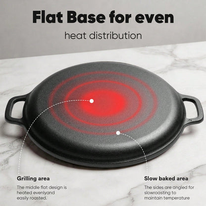 LugoBox 1pc Cast Iron Grill Pan, Pre-Seasoned 11.02 Inch Skillet With Dual Large Loop Handles, Kitchen Gadgets For Pizza Lovers Kitchen Accessories Kitchen Accessories