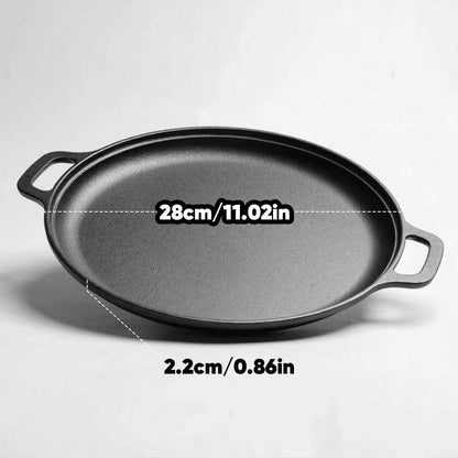 LugoBox 1pc Cast Iron Grill Pan, Pre-Seasoned 11.02 Inch Skillet With Dual Large Loop Handles, Kitchen Gadgets For Pizza Lovers Kitchen Accessories Kitchen Accessories