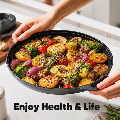 LugoBox 1pc Cast Iron Grill Pan, Pre-Seasoned 11.02 Inch Skillet With Dual Large Loop Handles, Kitchen Gadgets For Pizza Lovers Kitchen Accessories Kitchen Accessories