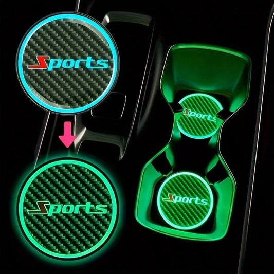 Luminous(Day Without Light)Car Cup Holder Coaster Pads, Anti-Slip(Back With Adhesive),Glow-In-The-Dark(No Light Effect During The Day) Drink Mats For Vehicle Interior Decoration, Splash-Proof Beverage