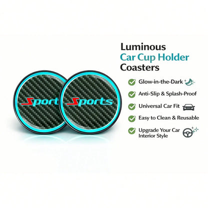 Luminous(Day Without Light)Car Cup Holder Coaster Pads, Anti-Slip(Back With Adhesive),Glow-In-The-Dark(No Light Effect During The Day) Drink Mats For Vehicle Interior Decoration, Splash-Proof Beverage