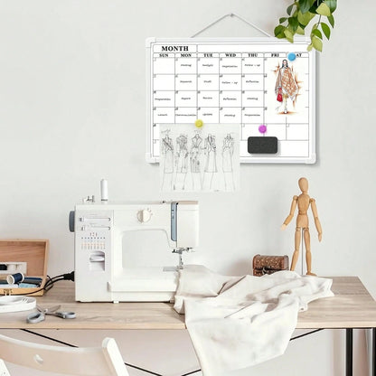 Lumspax Monthly Whiteboard Calendar For Wall, Small 16" X 12" Dry Erase Board With Plastic Frame, Hanging Dry Erase Calendar With 3 Mini Sticky Notes For Kitchen Planner, Memo, Home And Office