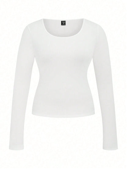 LUNE 4pcs Set Crew Neck Long Sleeve T-Shirts, Casual & Fashionable Daily Wear Fall Cloth For Women