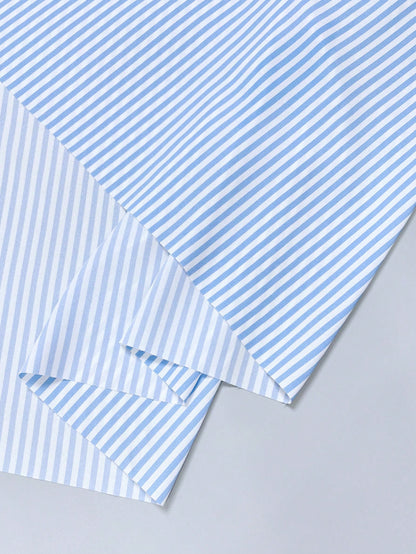 LUNE Striped Batwing Sleeve Button Front Blouse