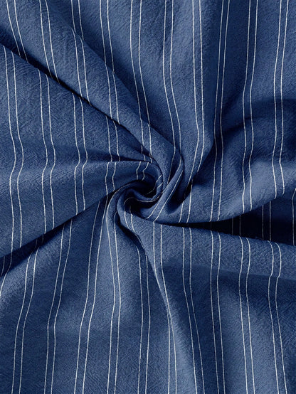 LUNE Women's Blue Striped Print Short Dress