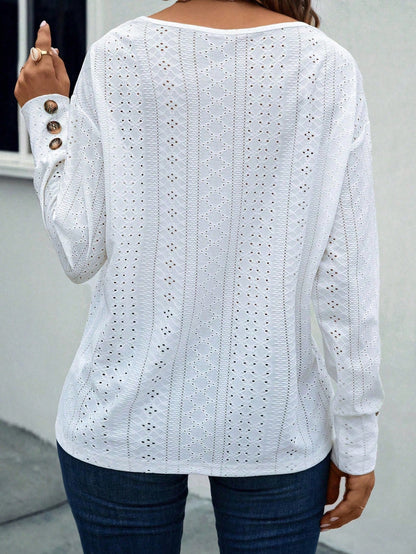 LUNE Women's New Autumn/Winter Striped Print Patchwork Casual Versatile Plus Size T-Shirt Fall