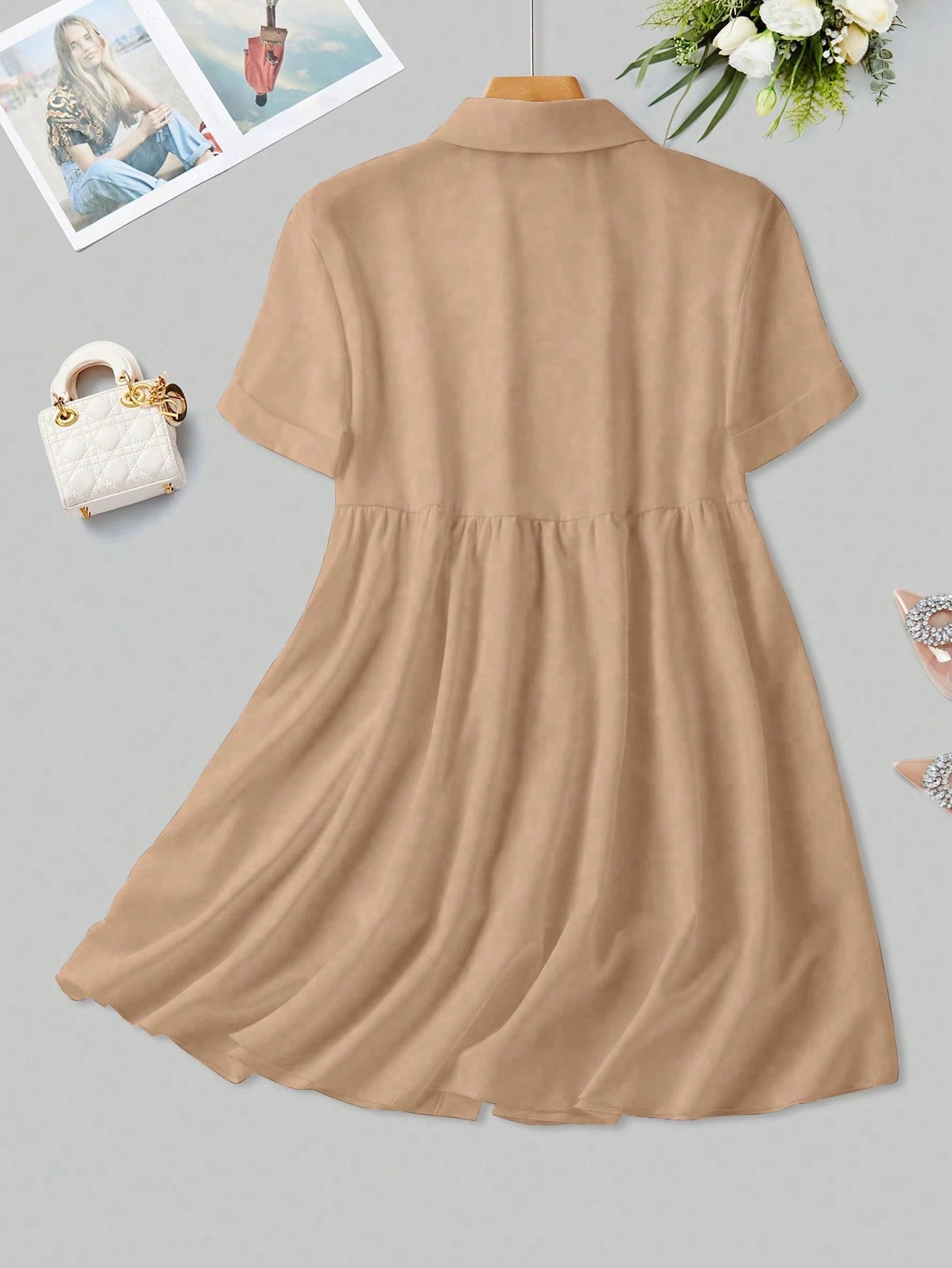 Lunelith Lunessa Women Fashion Solid Color Short Sleeve V-Neck Blouse Peplum Top