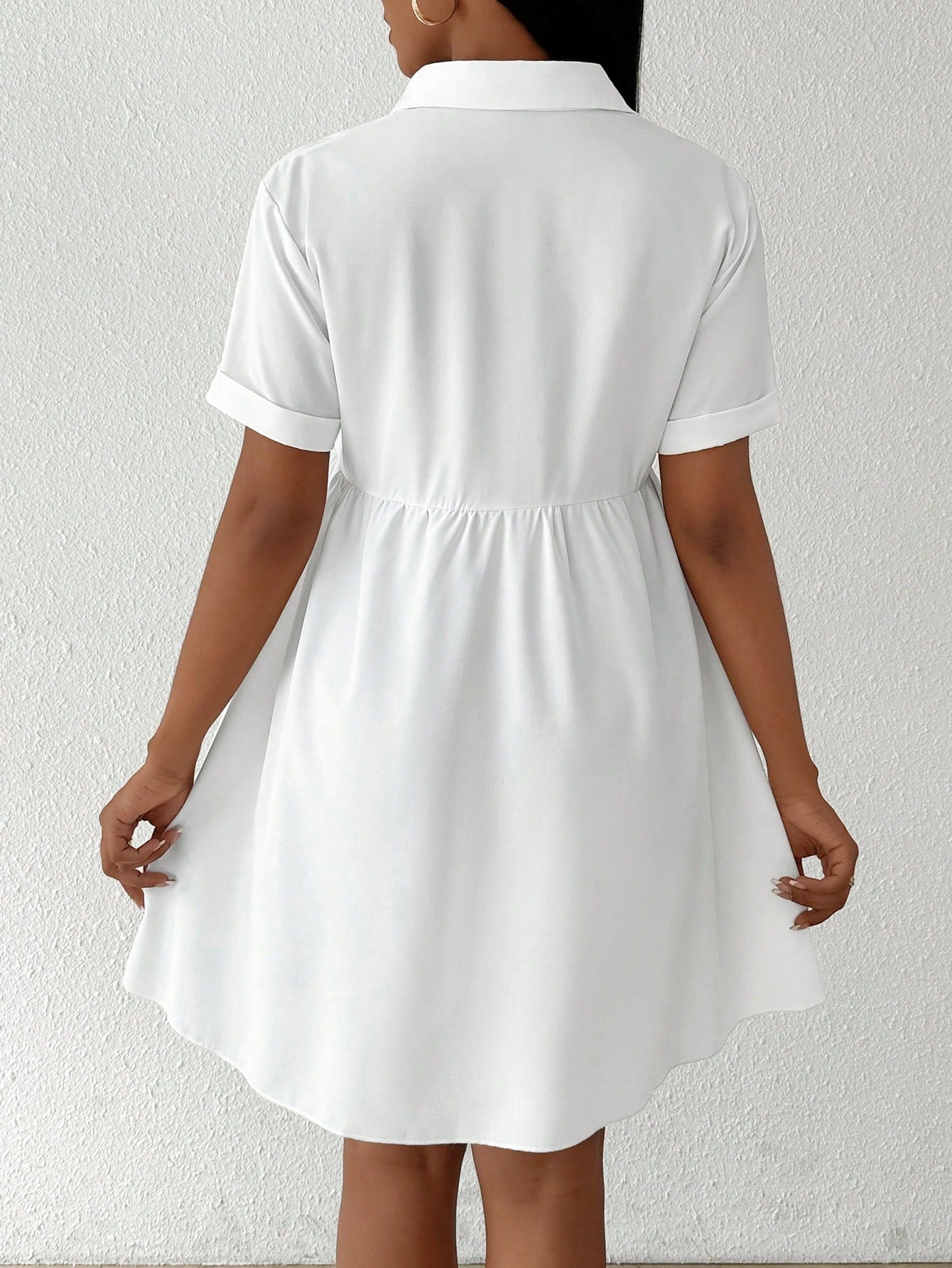 Lunelith Lunessa Women Fashion Solid Color Short Sleeve V-Neck Blouse Peplum Top