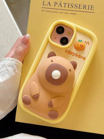 Luxury Cute Capybara Case Silicone Shockproof Cute Capybara Silicone Phone Premium Case With Bubble Toy Stress Relief Protective Cover Compatible With IPhone 11 12 13 14 15 Pro Max 17/17pro/17promax W