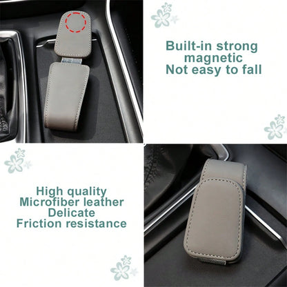 Luxury Faux Leather Crown Car Sunglasses Holder- Fashionable Sun Visor Clip Organizer With Sparkling Crystal Decor, Multiple Colors, Fits Most Vehicles, Shiny Car Accessory