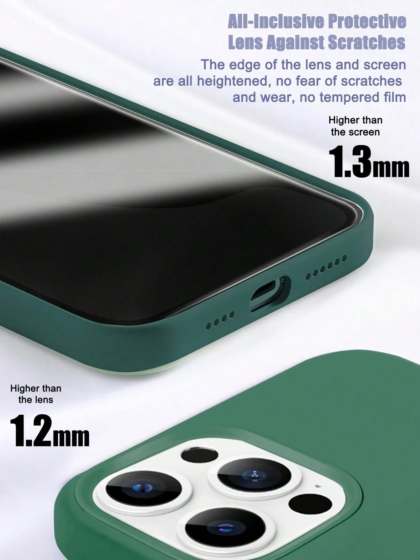 Luxury Silicone Solid Color Dark Green Liquid Silicone 1pc Luxury Shockproof Phone Case Compatible With IPhone 16, 14, 13, 12, 11, 15 Pro Max, Also Compatible With IPhone 12, 13, Mini, 14, 15, 16 Plus
